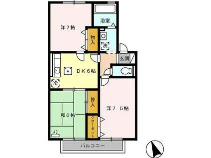 ヴィルヌーブ経堂(3DK/1階)の間取り写真