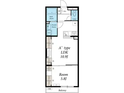リブリ・伊勢原(1LDK/2階)の間取り写真
