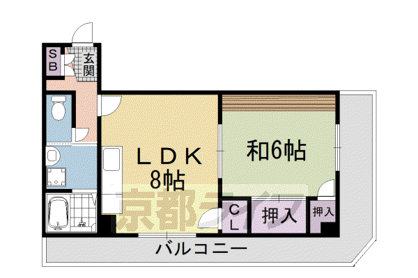 宝蔵マンション(1LDK/4階)の間取り写真