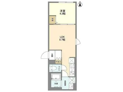 ウェルスクエア笹塚Ⅱ(1LDK/2階)の間取り写真