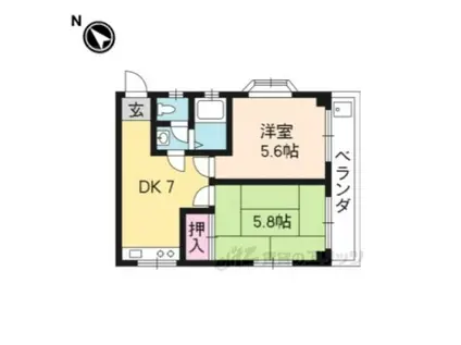 LIO・25(2DK/4階)の間取り写真