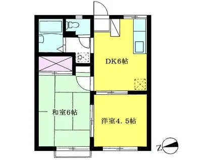 エステートピア富士森・1号棟(2DK/1階)の間取り写真