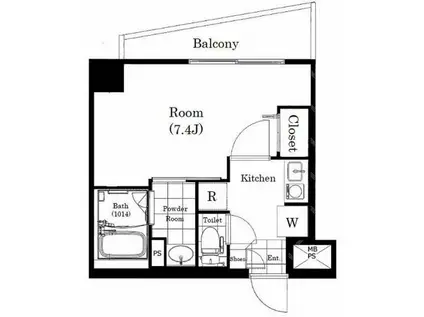 ライオンズマンション西が丘南(1K/4階)の間取り写真