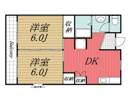 八幡ハイツ(2DK/1階)の間取り写真