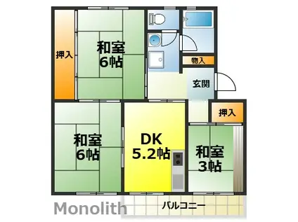 泉北茶山台2丁7番4号棟(3DK/3階)の間取り写真