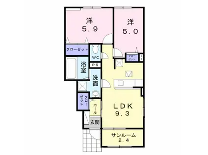 プログレス II(2LDK/1階)の間取り写真