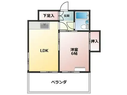 サンコーポ早川(1LDK/1階)の間取り写真