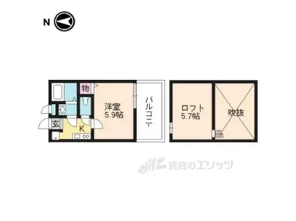 ロフティ四条大宮(1K/1階)の間取り写真