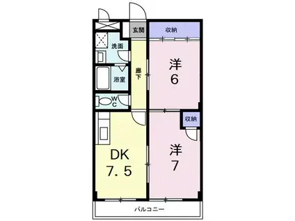 アンティロウプ(2DK/1階)の間取り写真