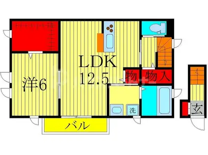 アヴニールヴィラ新柏(1LDK/2階)の間取り写真