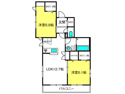 メゾンペールII(2LDK/2階)の間取り写真
