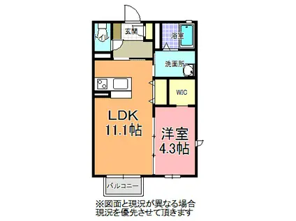 ブランエールM棟(1LDK/2階)の間取り写真