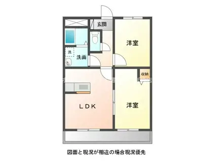 シャトレイン宿(2LDK/1階)の間取り写真