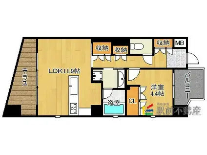 赤坂ラテ(1LDK/5階)の間取り写真