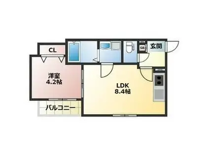 セリリアコンフォート杭瀬(1LDK/2階)の間取り写真