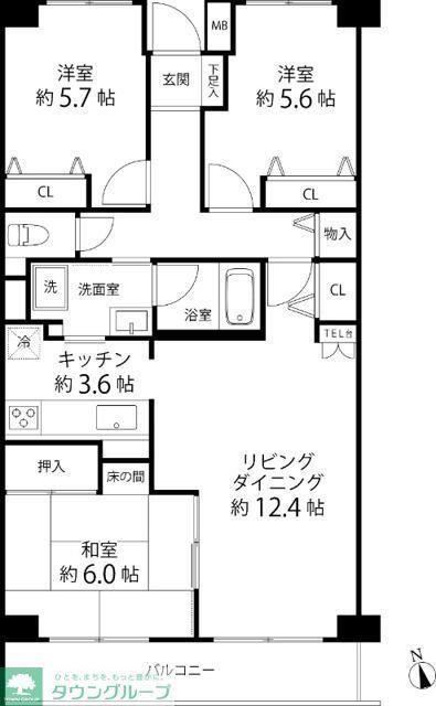 TS GARDEN横浜岸根公園(3LDK/1階)の間取り写真