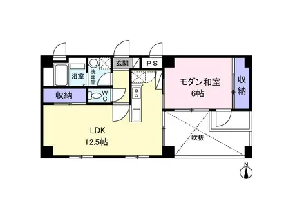 メゾン定禅寺(1LDK/4階)の間取り写真