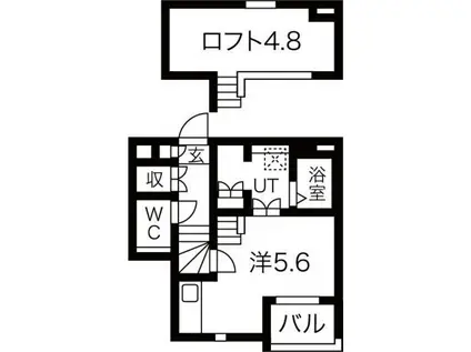 ランドスクエア上飯田(ワンルーム/1階)の間取り写真