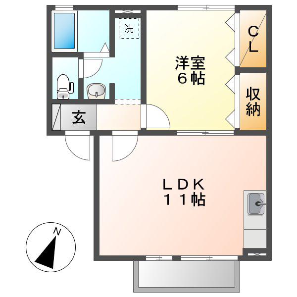 エスポワール(1LDK/2階)の間取り写真