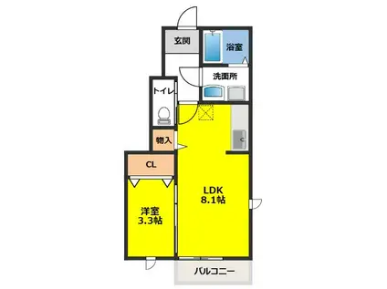 ザ・グランメゾン盛岡(1LDK/1階)の間取り写真