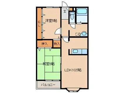 ウエスタンシティ6(2LDK/1階)の間取り写真