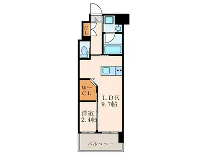 ウイングス西本町(1LDK/9階)の間取り写真