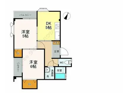 ランドステージ(2DK/2階)の間取り写真