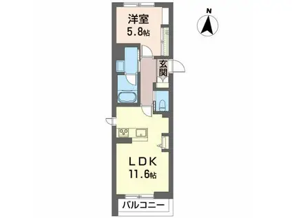 SORA(1LDK/2階)の間取り写真