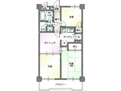 リバーフロントヤシマ(3DK/2階)の間取り写真