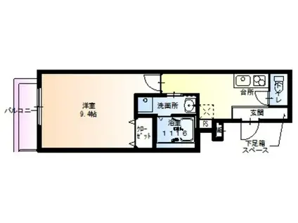 フジパレス東粉浜(1K/1階)の間取り写真