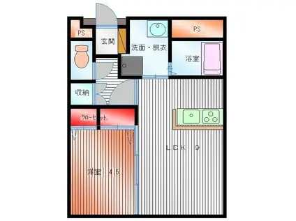 リアライズ人吉(1LDK/2階)の間取り写真