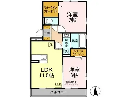エミネンスM A棟(2LDK/2階)の間取り写真