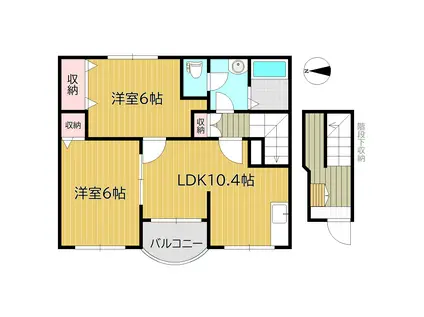 クレストール福泊A(2LDK/2階)の間取り写真