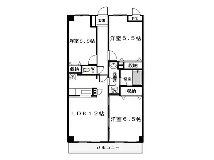 エバーグリーン(3LDK/1階)の間取り写真