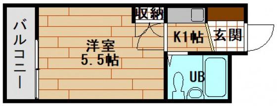 サンパーク古江(1K/3階)の間取り写真