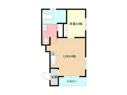 ビアン豊平公園(1LDK/2階)の間取り写真