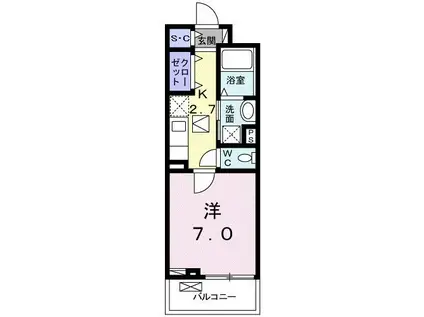 ホワイトセイルII(1K/1階)の間取り写真