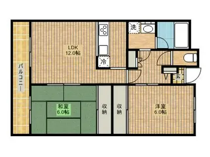 メゾンベール畑ヶ谷(2LDK/4階)の間取り写真