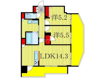 BRILLIANT VIEW CENTRAL PARK(2LDK/7階)の間取り写真