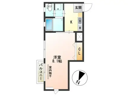 グリーンヒルズ笹口II(1K/3階)の間取り写真