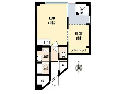 三恵上新庄ハイツ(1LDK/4階)の間取り写真