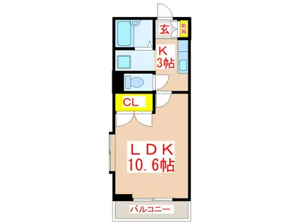 ステ-ションヒルズK(1K/3階)の間取り写真