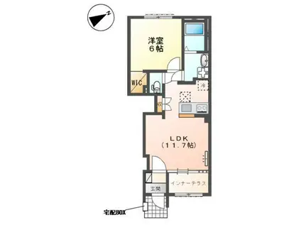 ラクードシャA(1LDK/1階)の間取り写真