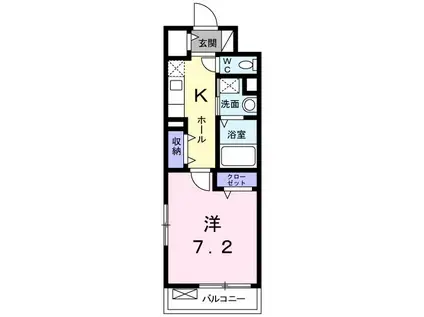 ラ セレソ(1K/2階)の間取り写真