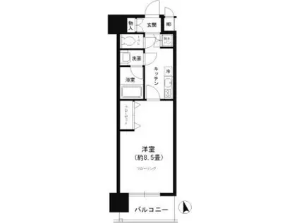 カルム小西II(1K/6階)の間取り写真