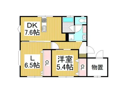 リバティーフジ A(1LDK/1階)の間取り写真