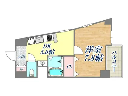 エステムコート新神戸エリタージュ(1DK/7階)の間取り写真