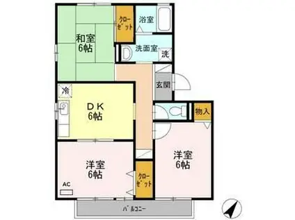 フレマリール草谷 B(3DK/2階)の間取り写真