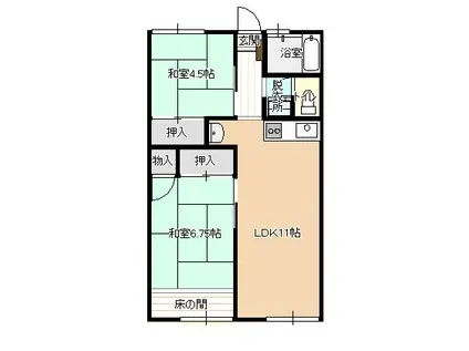 シティハイム・シーメンス(2LDK/2階)の間取り写真