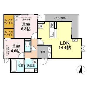 グランボヌール(2LDK/3階)の間取り写真